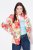 Ulla Popken 835230 Katoenen blazer met bloemen Rood - Blazers - Blazers in grote maten voor dames