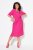 Ulla Popken 838765 Jersey jurk met korte mouwen en V-hals Roze - Kleedjes - Jurken in alle maten