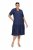 Ulla Popken 840367 Midi-jurk met korte mouwen en V-hals Donkerblauw - Midi jurken - Midi jurken in grote maten