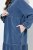 Ulla Popken 840972 Sweatjurk met ruches Indigo - Sweatjurken - 