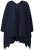 Ulla Popken 841117 Oversized gebreide poncho met strass Donkerblauw - Poncho's & capes - 
