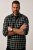 JP1880 Checked Flannel Shirt Long Sleeve Eucalyptus Green - Overhemden - Overhemden Grote Maten Heren