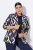 Ulla Popken 842680 Bedrukte jersey blazer van punto di roma Donkerblauw - Blazers - Blazers in grote maten voor dames
