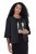 Ulla Popken 842712 Korte blazer met strik en ruchemouwen Zwart - Blazers - Blazers in grote maten voor dames