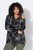Ulla Popken 842758 Gebloemde fleecejas met capuchon Zwart - Fleecekleding - 