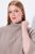 Ulla Popken 844996 Geribde merinoponcho met col Lichtbruin - Poncho's & capes - 