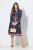 Ulla Popken 845649 Gebloemde chiffon jurk Donkerblauw - Midi jurken - Midi jurken in grote maten