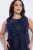 Ulla Popken 847918 Gebloemde chiffon jurk Donkerblauw - Midi jurken - Midi jurken in grote maten
