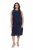 Ulla Popken 847918 Gebloemde chiffon jurk Donkerblauw - Midi jurken - Midi jurken in grote maten