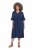 Ulla Popken 848224 Midi-jurk met trekkoord Donkerblauw - Midi jurken - Midi jurken in grote maten