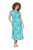 Ulla Popken 848696 Bedrukte midi-jurk met V-hals Turquoise - Midi jurken - Midi jurken in grote maten