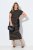 Ulla Popken 848921 Gestreepte jersey jurk met strikceintuur Zwart - Maxi jurken - Maxi jurken in grote maten