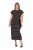 Ulla Popken 848921 Gestreepte jersey jurk met strikceintuur Zwart - Maxi jurken - Maxi jurken in grote maten