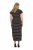 Ulla Popken 848921 Gestreepte jersey jurk met strikceintuur Zwart - Maxi jurken - Maxi jurken in grote maten