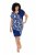 Ulla Popken 849033 Chiffon jurk met korte mouwen en V-hals Donkerblauw - Kleedjes - Jurken in alle maten