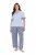 Ulla Popken 849850 Pyjama met ruitjes Lichtblauw - Pyjama's en Loungewear - 