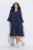 Ulla Popken 849856 Jurk met ruches Donkerblauw - Midi jurken - Midi jurken in grote maten