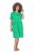 Ulla Popken 850204 Jersey jurk met korte mouwen en V-hals Groen - Jersey jurken - 
