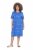 Ulla Popken 850204 Bedrukte T-shirtjurk met ruches Blauw - Jersey jurken - 