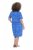 Ulla Popken 850204 Bedrukte T-shirtjurk met ruches Blauw - Jersey jurken - 