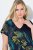 Ulla Popken 850393 Bedrukte chiffon jurk Donkerblauw - Zomerjurken - Zomerjurken in grote maten