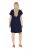 Ulla Popken 850393 Bedrukte chiffon jurk Donkerblauw - Zomerjurken - Zomerjurken in grote maten