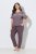 Ulla Popken 850403 Pyjama met bloemenprint Bruin - Pyjama's en Loungewear - 