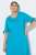Ulla Popken 850724 Midi-jurk met korte mouwen en strikceintuur Turquoise - Midi jurken - Midi jurken in grote maten