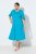 Ulla Popken 850724 Midi-jurk met korte mouwen en strikceintuur Turquoise - Midi jurken - Midi jurken in grote maten