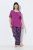 Ulla Popken 850864 3-delige pyjamaset met ruitjes Violet - Pyjama's en Loungewear - 