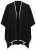 Ulla Popken 851127 Open gebreide poncho met strassrand Zwart - Poncho's & capes - 