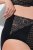 Ulla Popken 851700 Geruite slips met hoge taille en kant Zwart - Slips - 