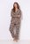 Ulla Popken 852649 Pyjama met print en overhemdkraag Bruin - Pyjama's en Loungewear - 
