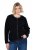 Ulla Popken 853685 Korte teddyjas met leerlook-bies Zwart - Jassen - Damesjassen in grote maten
