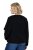 Ulla Popken 853685 Korte teddyjas met leerlook-bies Zwart - Jassen - Damesjassen in grote maten