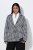 Ulla Popken 855173 Geruite gebreide blazer Gebroken wit - Blazers - Blazers in grote maten voor dames