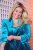 Ulla Popken 855499 Fluwelen blazer met strass Turquoise - Blazers - Blazers in grote maten voor dames