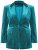 Ulla Popken 855499 Fluwelen blazer met strass Turquoise - Blazers - Blazers in grote maten voor dames