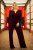 Ulla Popken 855622 Jumpsuit met lange mouwen en V-hals Wijnrood - Jumpsuits - Jumpsuits in Grote Maten
