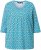 Ulla Popken Flower Print 3/4 Sleeve A-Line Tee Deep Aqua - Bedrukte T-shirts voor dames - 