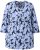 Ulla Popken Floral Print 3/4 Sleeve V-Neck Tee Navy Blue - Bedrukte T-shirts voor dames - 
