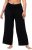 Ulla Popken Wide Leg Smocked Waist Knit Pants Black - Jeans & Broeken in Grote Maten – Plus Size - 