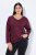 Ulla Popken Back To Basics V-Neck Relaxed Fit Cotton Tee Dark Berry - T-shirts - T-shirts voor dames