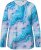 Ulla Popken Marble Ski Top with Gaiter Bright Turquoise - Bedrukte T-shirts voor dames - 