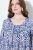Ulla Popken Allover Printed Pleated Long Sleeve Tee Dark Blue - Bedrukte T-shirts voor dames - Bedrukte T-shirts voor Dames