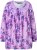 Ulla Popken Allover Printed Pleated Long Sleeve Tee Lavender - Bedrukte T-shirts voor dames - 