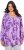 Ulla Popken Allover Printed Pleated Long Sleeve Tee Lavender - Bedrukte T-shirts voor dames - 