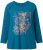 Ulla Popken Inverted Seam Long Sleeve Graphic Tee Teal - Bedrukte T-shirts voor dames - 
