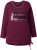 Ulla Popken Your Story Sequined Long Sleeve Tunic Tee Dark Ruby - Bedrukte T-shirts voor dames - 