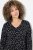 Ulla Popken Allover Printed Long Sleeve Tee Black - Bedrukte T-shirts voor dames - Bedrukte T-shirts voor Dames